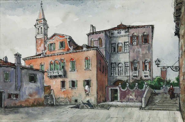 Бенуа Александр Николаевич. Маленькая площадь, недалеко от нашего обиталища. Венеция